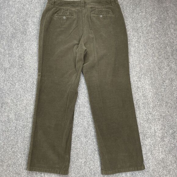 Talbots Corduroy Pants Womens 16 Petite Green Straight Leg Stretch Cotton Blend - Picture 2 of 7